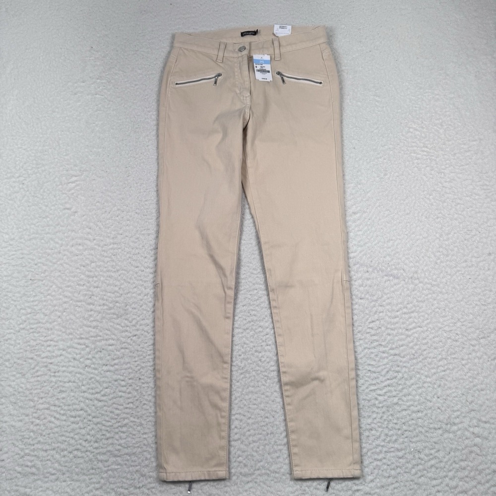 NWT J. McLaughlin Baxter Pants Sz 0 Slim Fit Zip Ankles Pockets Raw Beige
